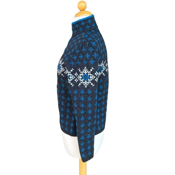 Neve Designs Snowflake Fair Isle Nordic 1/4 Zip Knit Wool Ski Sweater Large GUC - Picture 2 of 16